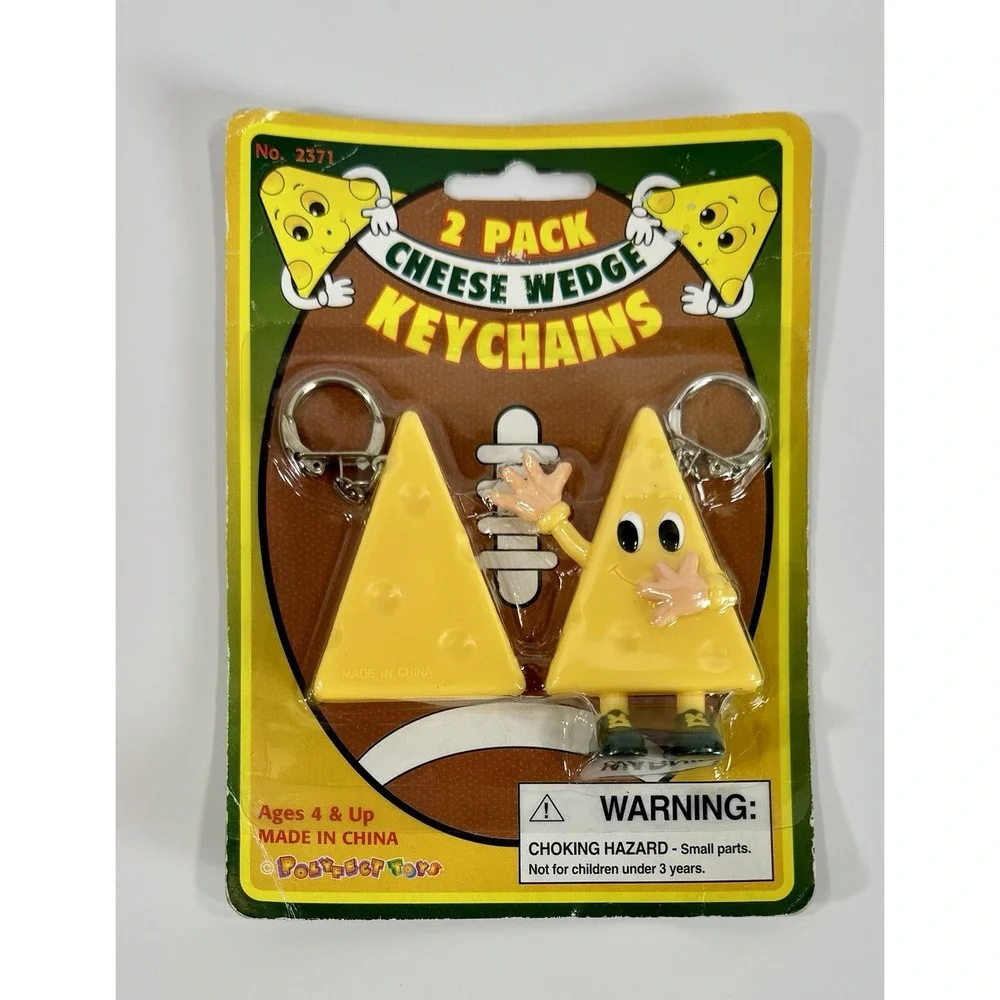 Vintage Green Bay Packers Wisconsin Cheese Head Gift Wedge Keychains NOS Sealed
